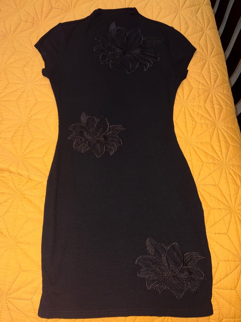 Fashion Nova Black Floral Embroidered Mini Dress